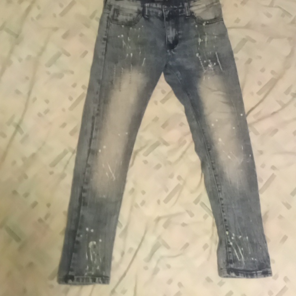 Blue splatted jeans
